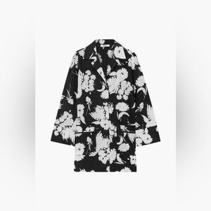 Ganni Kochhar Floral Silk Crepe Shirt in Black
